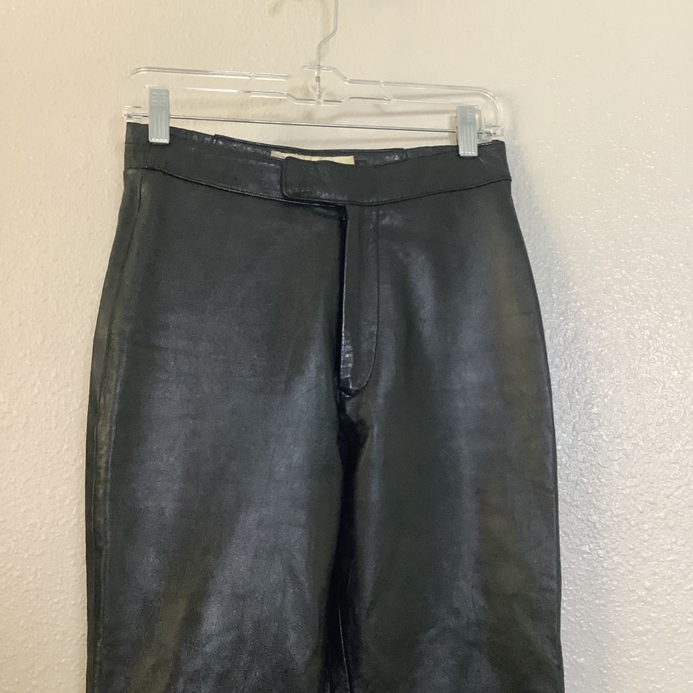Excelled Vintage 90s 100% Leather Punk Grunge Biker Chic Motorcycle Pants Sz 4 - Picture 2 of 6